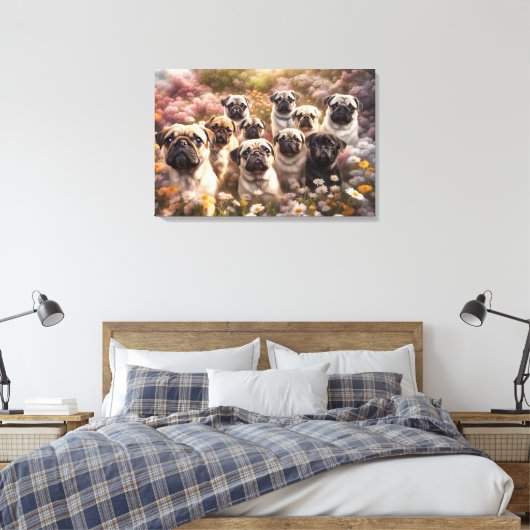Pug Dog Canvas (Insitu (Slaapkamer))