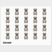 Pug Dog Cartoon Ronde Sticker (Vel)
