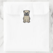 Pug Dog Cartoon Ronde Sticker (Tas)