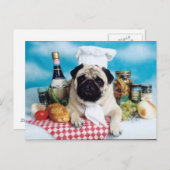Pug Dog Chef Briefkaart (Voorkant / Achterkant)
