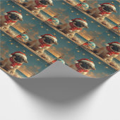 Pug Dog Christmas  Beach Cadeaupapier (Hoek)
