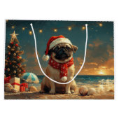 Pug Dog Christmas  Beach Groot Cadeauzakje (Achterkant)