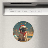 Pug Dog Christmas  Beach Magneet (Insitu (Vaatwasser))