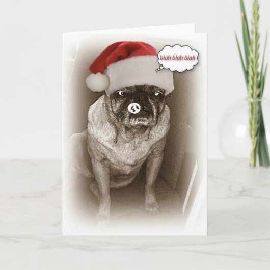 Pug Dog Christmas Kaart (Voorkant)