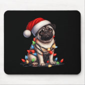 Pug Dog Christmas Lights Santa Hat Dog Lover Muismat (Voorkant)