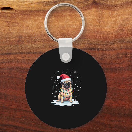 Pug Dog Christmas Men Women (1) Sleutelhanger (Voorkant)