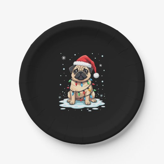Pug Dog Christmas Men Women (2) Papieren Bordje (Voorkant)