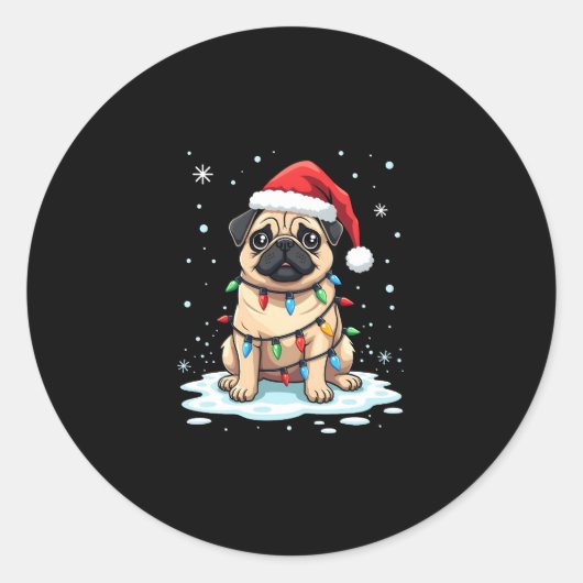 Pug Dog Christmas Men Women (2) Ronde Sticker (Voorkant)