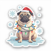 Pug Dog Christmas Men Women (2) Sticker (Voorkant)