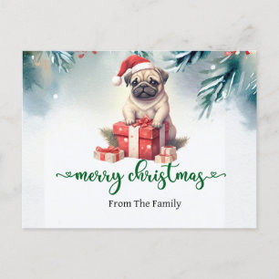 Pug Dog Christmas thema Briefkaart