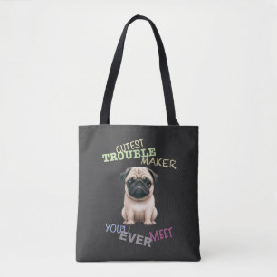 Pug Dog Cuttest Trouble Maker Schattig Schattig Gr Draagtas