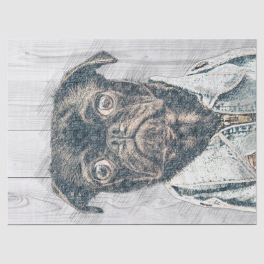 Pug Dog Decoupage Tissuepapier (Voorkant)