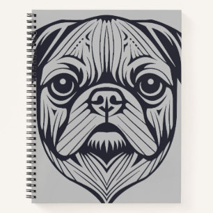Pug Dog Dier Wereld Furry Vriend Vector Art Notitieboek
