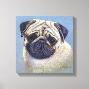 Pug Dog Drawing door Glenda S. Harlan Canvas Afdruk