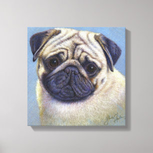 Pug Dog Drawing door Glenda S. Harlan Canvas Afdruk