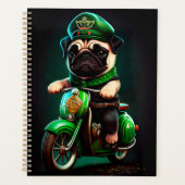Pug Dog Driving Bike St. Patrick's Day Planner (Voorkant)