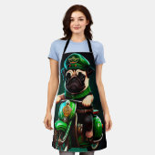 Pug Dog Driving Bike St. Patrick's Day Schort (Gedragen)