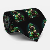 Pug Dog Driving Bike St. Patrick's Day Stropdas (Opgerold)