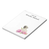 Pug Dog Floral Waterverf | Jouw namen toevoegen Notitieblok (Gedraaid)