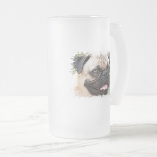 Pug Dog Frosted Beer Mok (Voorkant rechts)