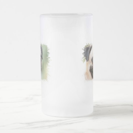 Pug Dog Frosted Beer Mok (Center)