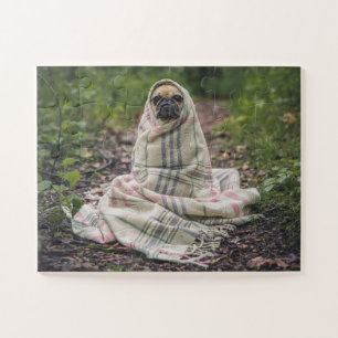 PUG DOG FUNNY JIGSAW PUZZLE EASY OVERGEZIEN PEICES LEGPUZZEL
