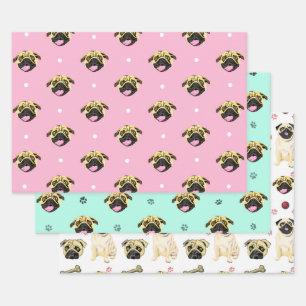 Pug Dog Gift Wrap Reeks Inpakpapier Vel