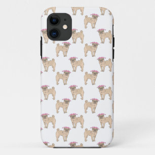 Pug Dog Girl patroon iPhone 11 Hoesje