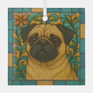 Pug Dog "Glas in lood" Glas Ornament