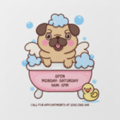 Pug Dog Grooming Salon Raamsticker (Vel)