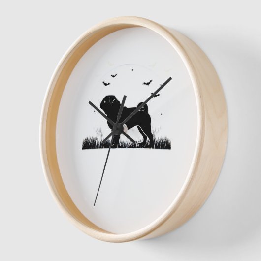 Pug Dog - Halloween Moon Silhouette Classic T-Shir (Hoek)