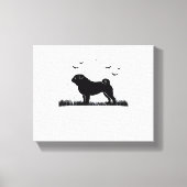 Pug Dog - Halloween Moon Silhouette Classic T-Shir Canvas Afdruk (Voorkant)