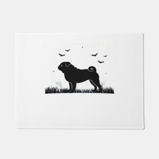 Pug Dog - Halloween Moon Silhouette Classic T-Shir Deurmat (Voorkant)