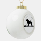 Pug Dog - Halloween Moon Silhouette Classic T-Shir Keramische Bal Ornament (Links)