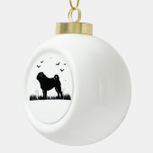 Pug Dog - Halloween Moon Silhouette Classic T-Shir Keramische Bal Ornament (Rechts)