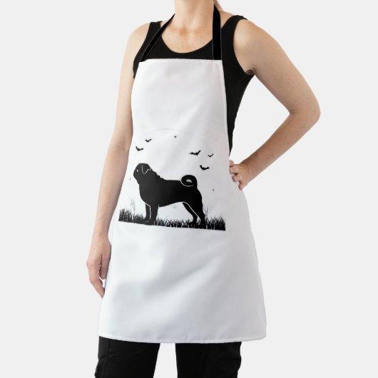 Pug Dog - Halloween Moon Silhouette Classic T-Shir Schort (Insitu)