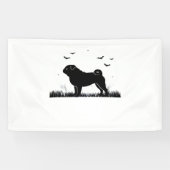 Pug Dog - Halloween Moon Silhouette Classic T-Shir Spandoek (Horizontaal)