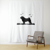 Pug Dog - Halloween Moon Silhouette Classic T-Shir Wandkleed (In situ)