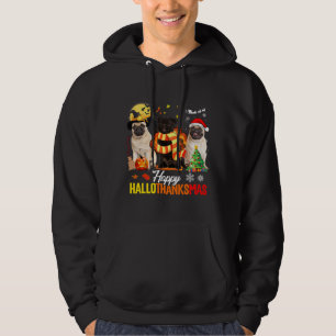 Pug Dog Happy Hanksmas Cute Pug Dog Thanksgi Hoodie