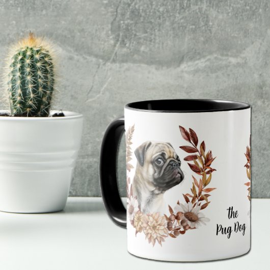 Pug Dog Herfst krans Mok