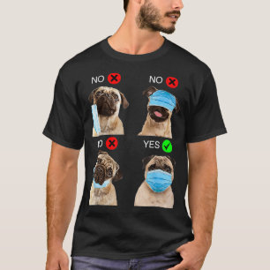 Pug Dog Hoe Draag u een gezichtsmasker Funny Pug L T-shirt