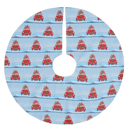 Pug Dog in auto met kerstman Kerstboom Rok (Voorkant)