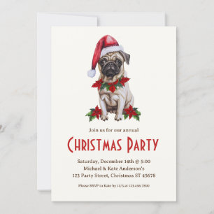 Pug Dog in een Santa Hat Schattige Dog Christmas P Kaart