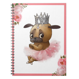 Pug Dog in een Waterverf Tutu Floral Notitieboek
