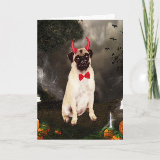 Pug Dog in Halloween Kostuum Kaart (Voorkant)