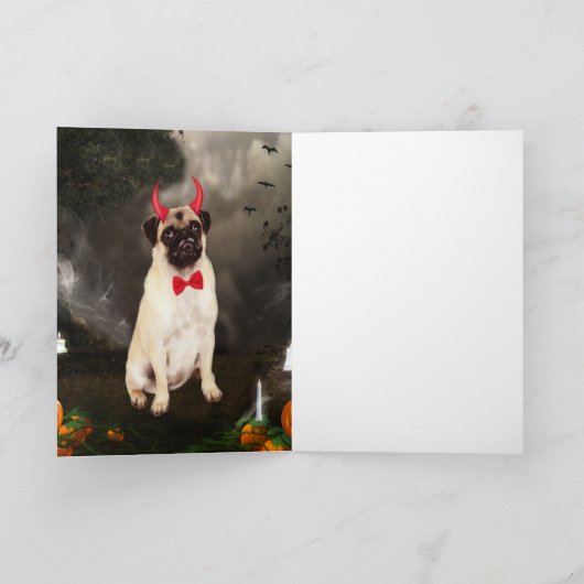 Pug Dog in Halloween Kostuum Kaart (Binnen)
