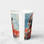 Pug Dog in Sledge Laat het Sneeuw Kerstmis Papieren Bekers (Links)