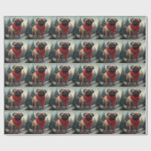 Pug Dog in Sneeuw Kerstmis Cadeaupapier (Vlak)