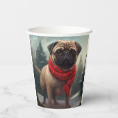 Pug Dog in Sneeuw Kerstmis Papieren Bekers (Achterkant)