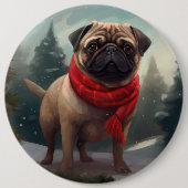 Pug Dog in Sneeuw Kerstmis Ronde Button 6,0 Cm (Voorkant)